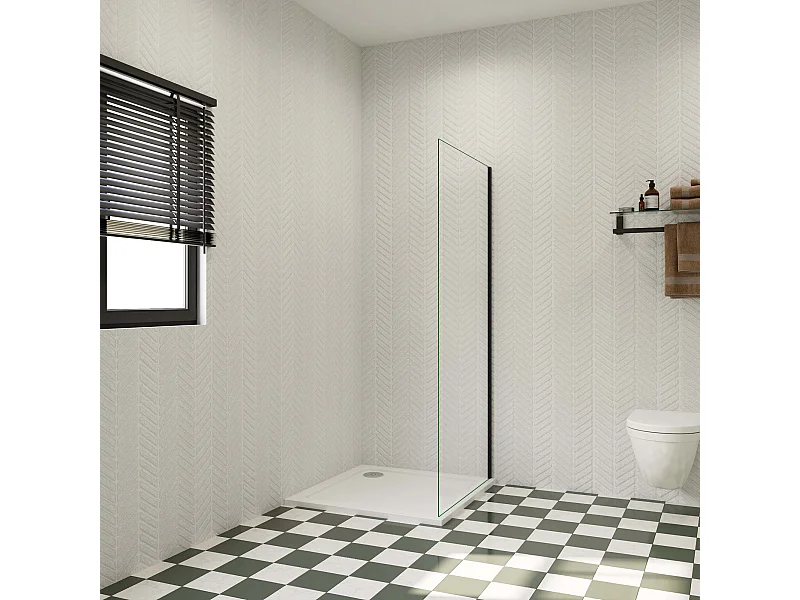 Douchewand Inloopdouche 72x185cm,6 mm helder EasyClean veiligheidsglas,mat zwart aluminium frame