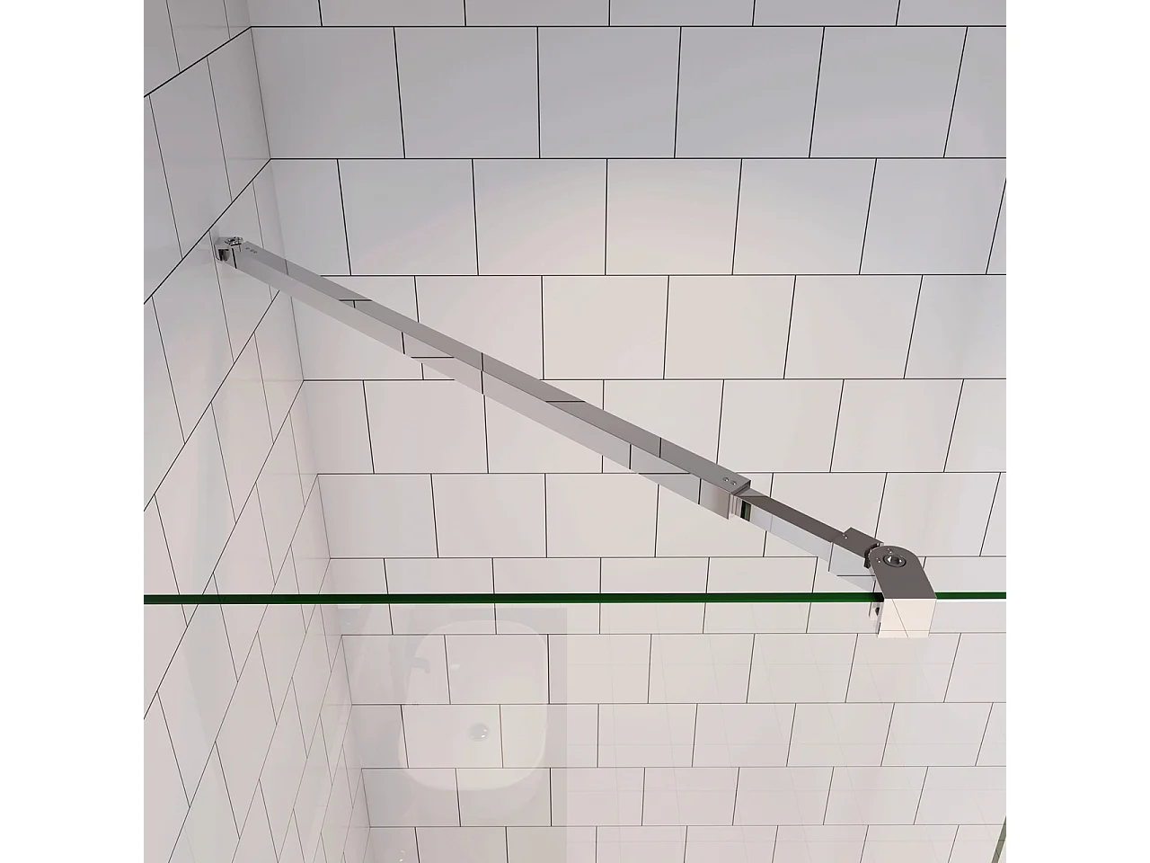 Douchewand Inloopdouche 96x185cm+73-120cm Stabilisatiestang,6mm nano veiligheidsglas Douchewand Inloopdouche,glanzend chroom profiel