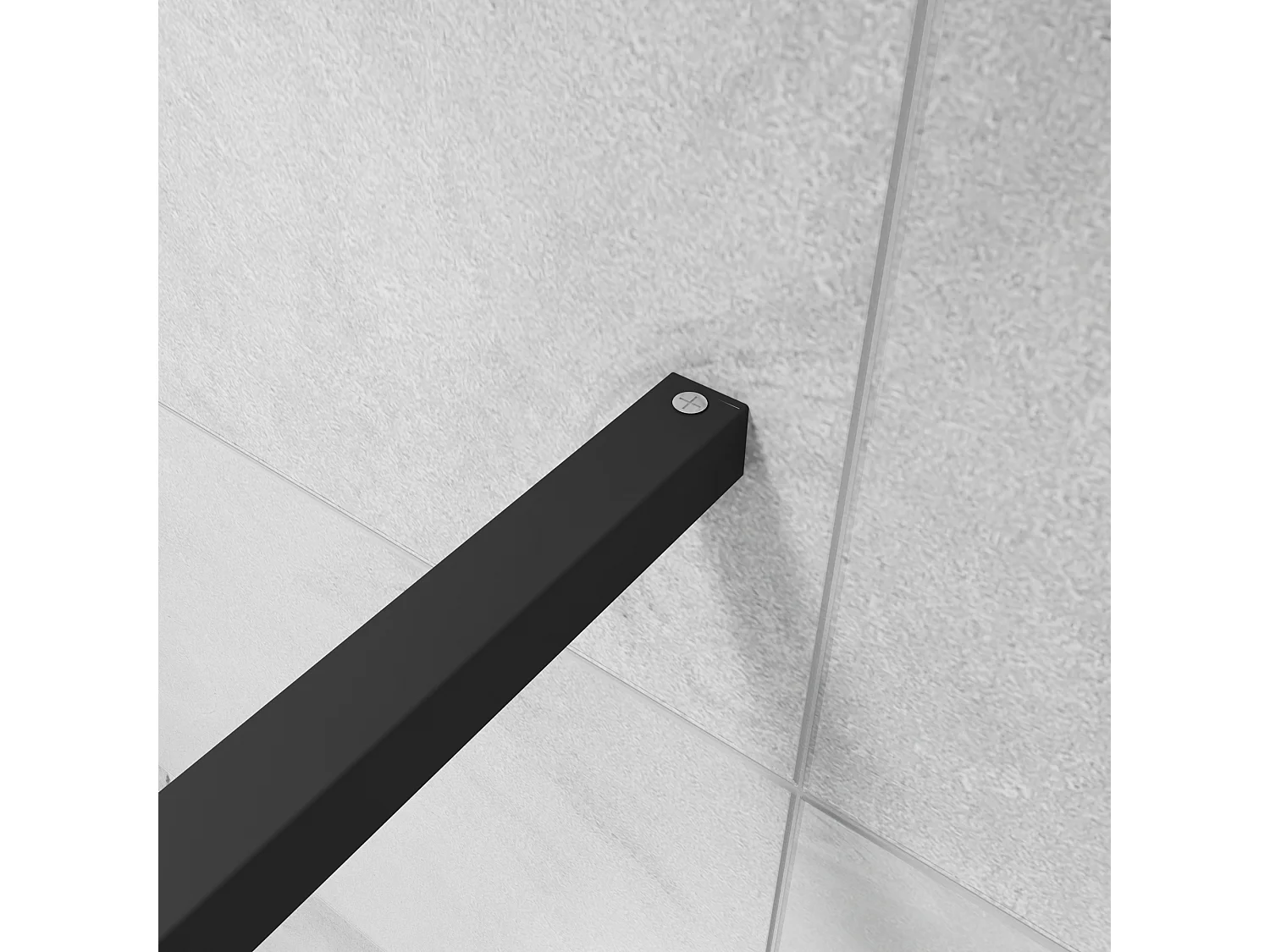 Inloopdouche-douchewand 100+40x200cm,8 mm mat zwart kader en raste gehard glas,eenvoudig te reinigen,antikalk,stabilisatiestang 140cm (snijdbaar),mat zwart profiel