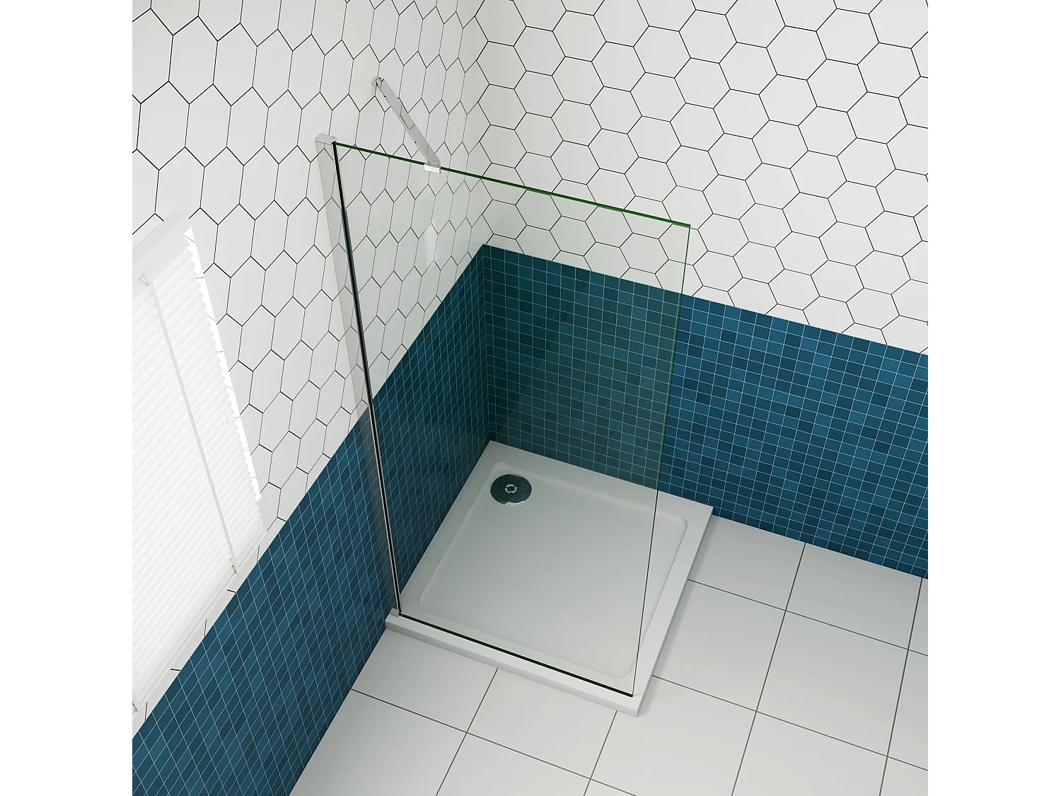 Douchewand Inloopdouche 86x195cm+50cm Stabilisatiestang,6mm NANO EasyClean veiligheidsglas,glanzend chroom profiel