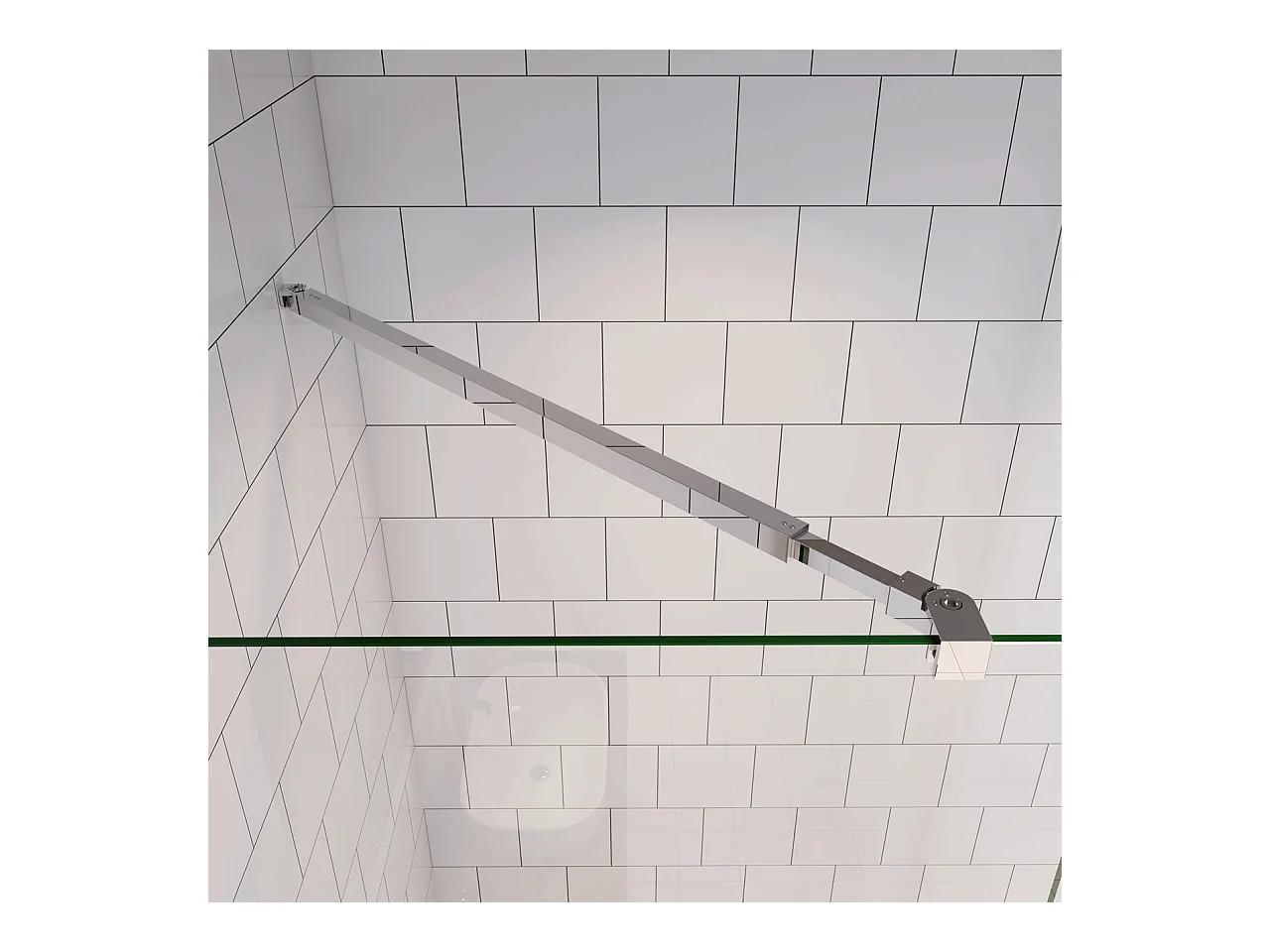 Douchewand Inloopdouche 66x185cm+73-120cm Stabilisatiestang,6mm NANO EasyClean veiligheidsglas,glanzend chroom profiel