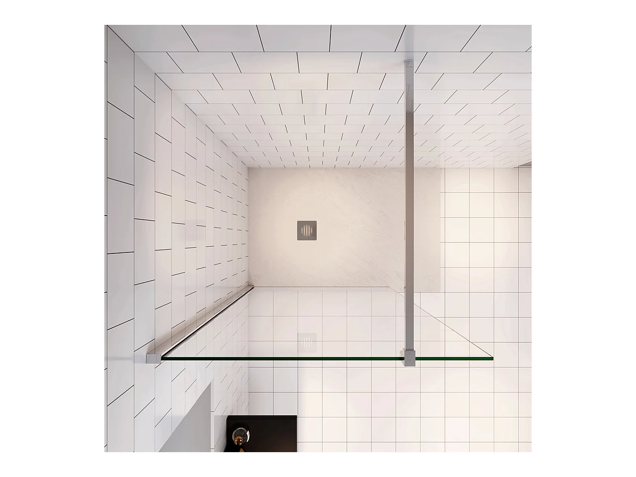 Douchewand Inloopdouche 72x195cm+F:140cm Stabilisatiestang,6mm nano veiligheidsglas,glanzend chroom profiel