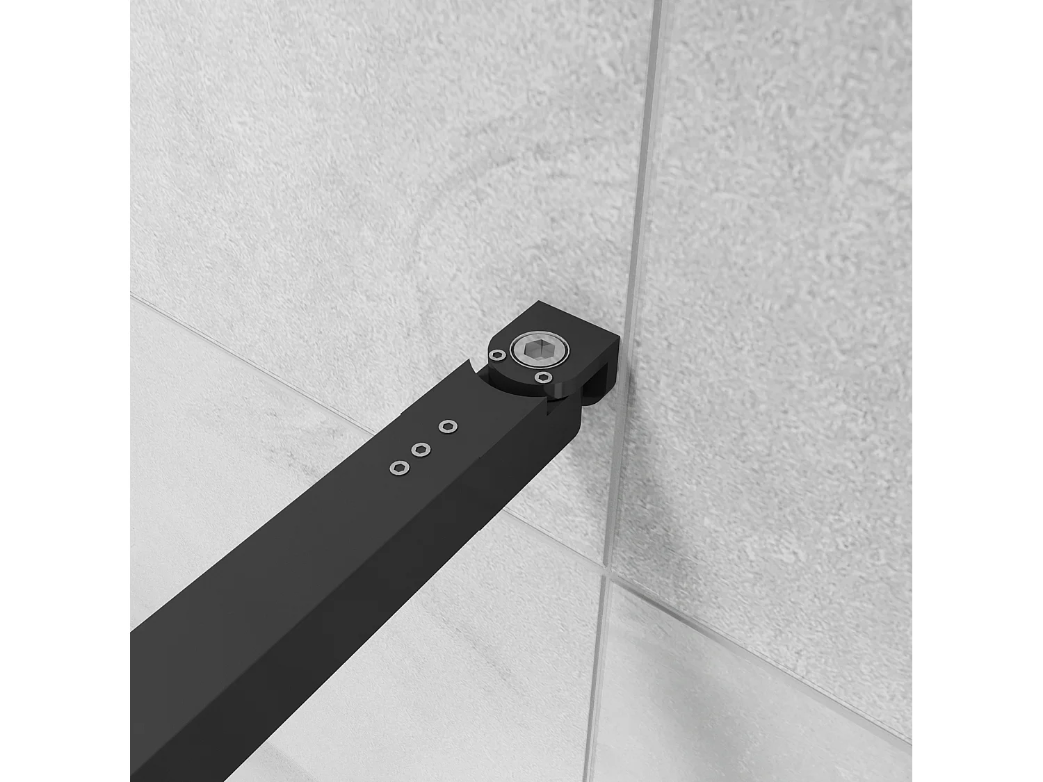 Inloopdouche-douchewand 140+40x200cm,8mm mat zwart kader en raste gehard glas Easyclean,antikalk,stabilisatiestang 73-120cm (verstelbaar),mat zwart profiel