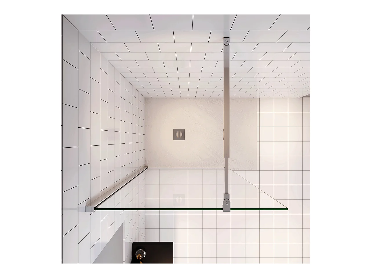 Douchewand Inloopdouche 76x185cm+73-120cm Stabilisatiestang,6mm NANO EasyClean veiligheidsglas,glanzend chroom profiel