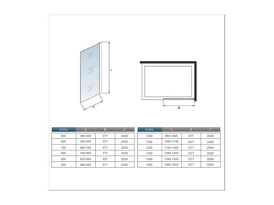 Inloopdouche-douchewand-walk in 8mm NANO EasyClean veiligheidsglas，60x200cm+50cm Stabilisatiestang,glanzend chroom profiel