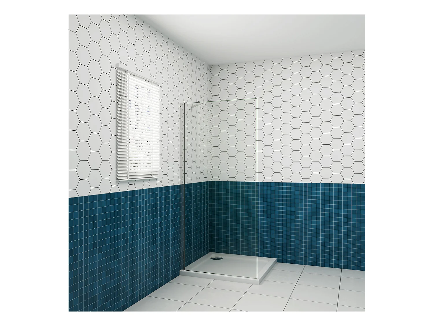 Douchewand Inloopdouche 76x195cm+50cm Stabilisatiestang,6mm NANO EasyClean veiligheidsglas,glanzend chroom profiel