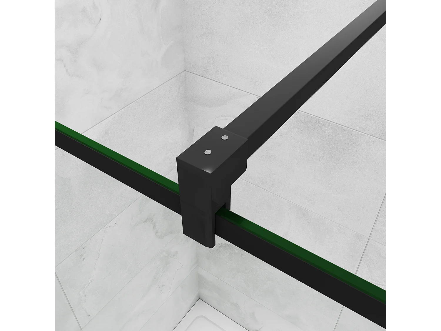 Inloopdouche-douchewand 140+40x200cm,8 mm mat zwart kader en raste gehard glas,eenvoudig te reinigen,antikalk,stabilisatiestang 140cm (snijdbaar),mat zwart profiel