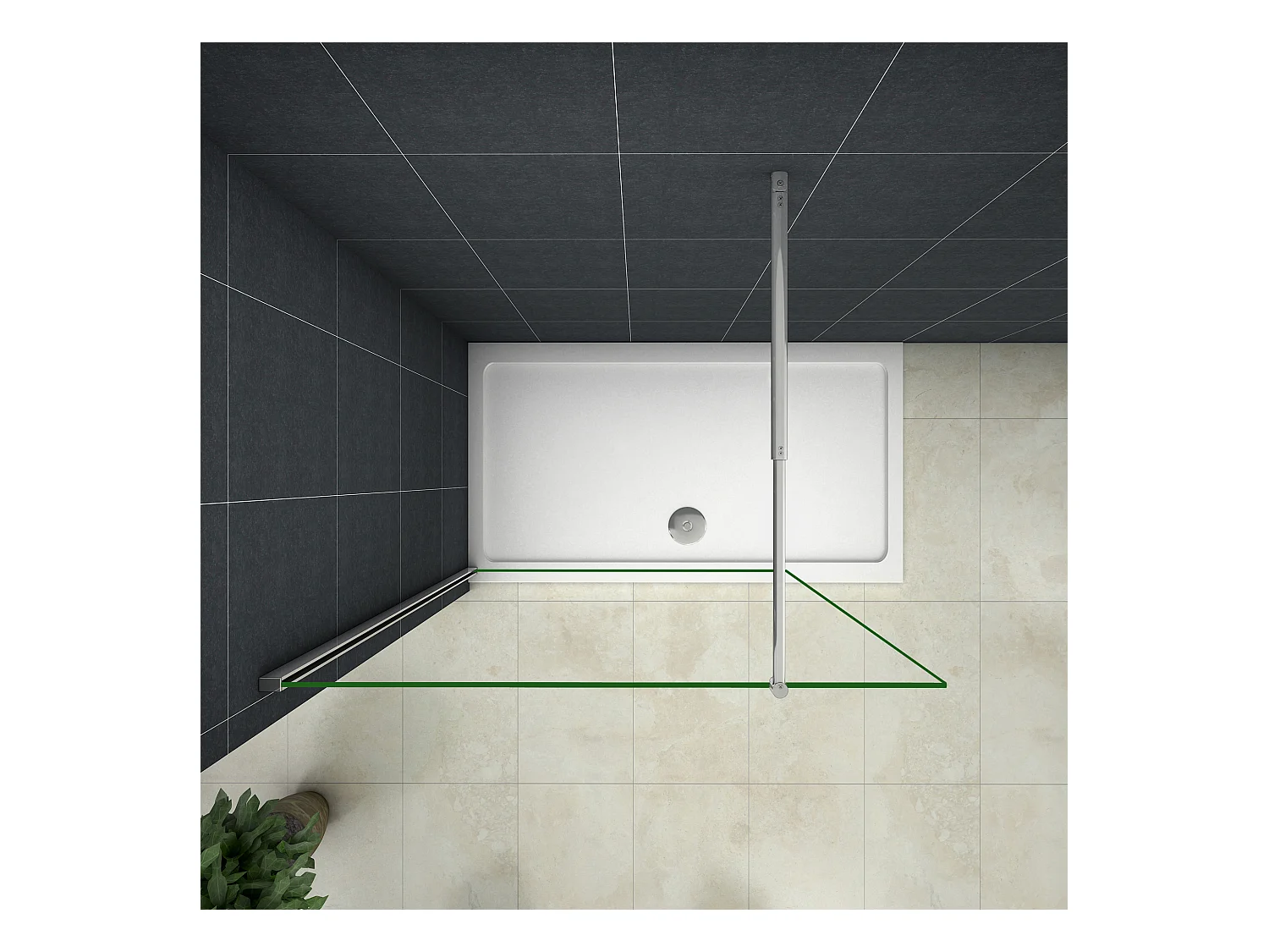 Inloopdouche-douchewand-walk in 10mm NANO EasyClean veiligheidsglas，140x200cm+70-120cm Stabilisatiestang,glanzend chroom profiel