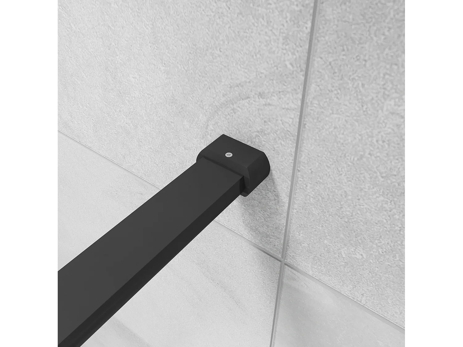 Inloopdouche-douchewand 120+30x200cm,8mm zwart raster gehard gezeefdrukt glas Easyclean,antikalk,stabilisatiestang 90cm (kan worden gesneden),mat zwart profiel