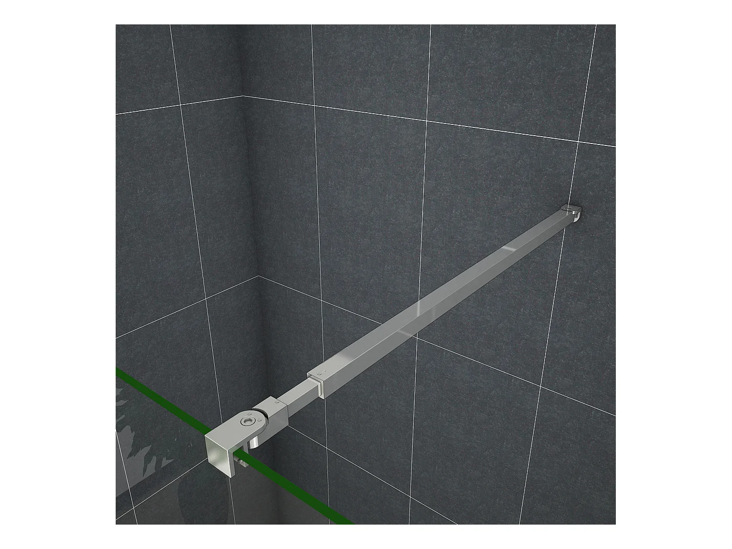 Inloopdouche-douchewand-walk in 10mm NANO EasyClean veiligheidsglas，30x200cm+73-120cm Stabilisatiestang,glanzend chroom profiel