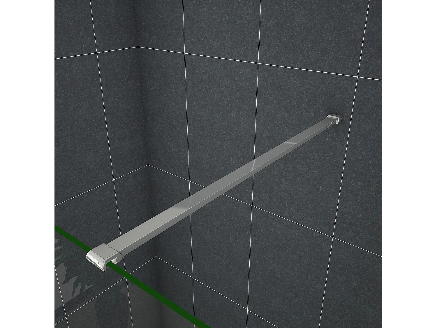 Inloopdouche-douchewand-walk in 8mm NANO EasyClean veiligheidsglas，70x200cm+N-vorm: 90 Stabilisatiestang,glanzend chroom profiel