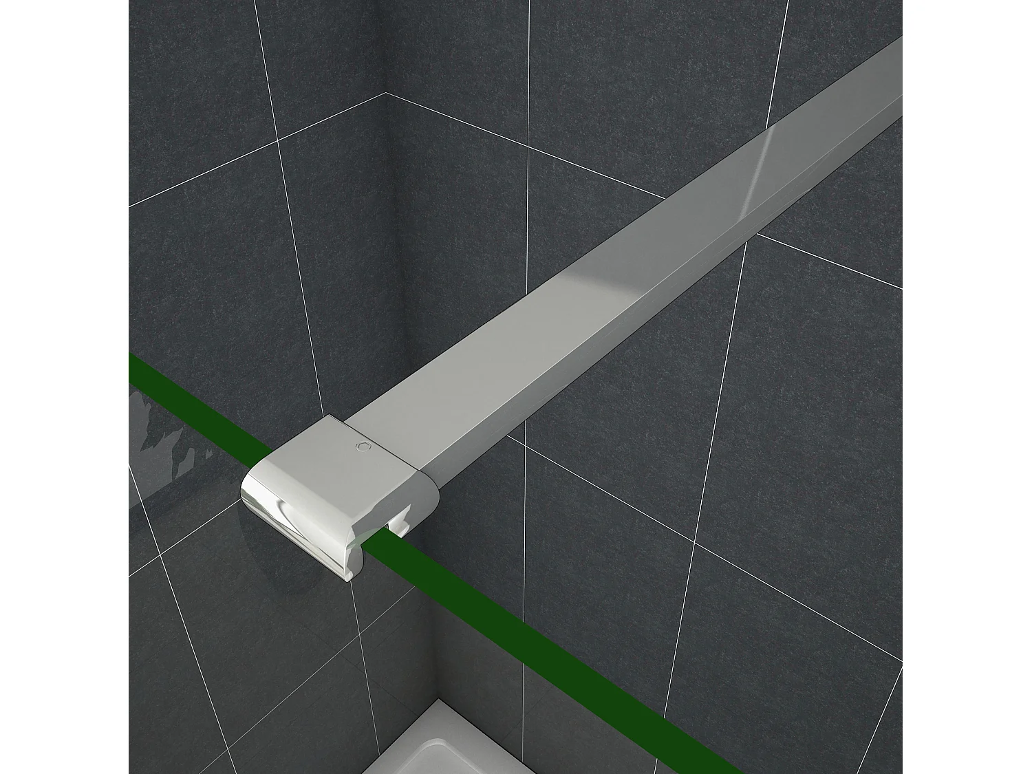 Inloopdouche-douchewand-walk in 8mm NANO EasyClean veiligheidsglas，70x200cm+N-vorm: 90 Stabilisatiestang,glanzend chroom profiel