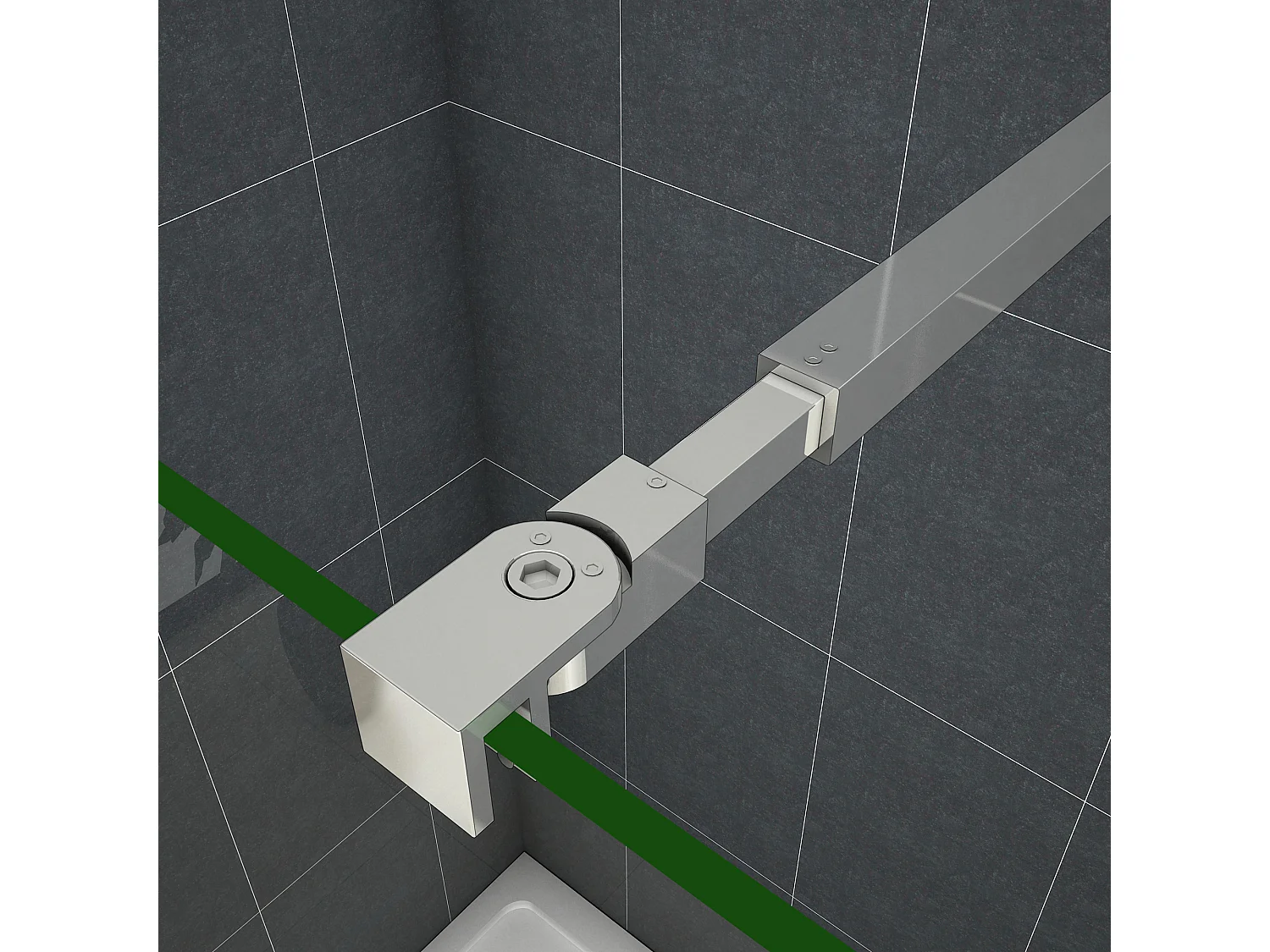 Inloopdouche-douchewand-walk in 8mm NANO EasyClean veiligheidsglas，150x200cm+73-120cm Stabilisatiestang,glanzend chroom profiel