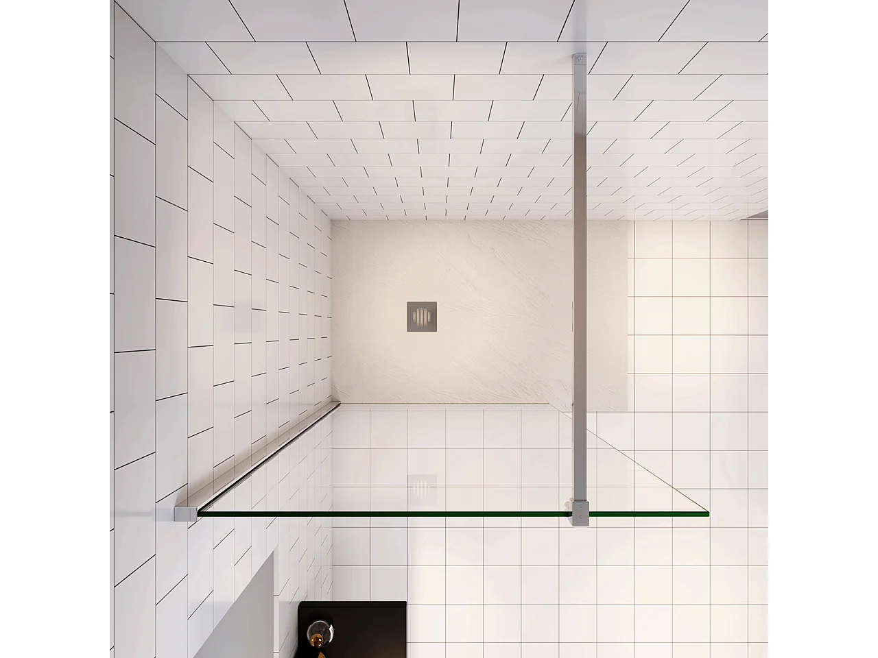 Douchewand Inloopdouche 72x195cm+F:90cm Stabilisatiestang,6mm nano veiligheidsglas,glanzend chroom profiel