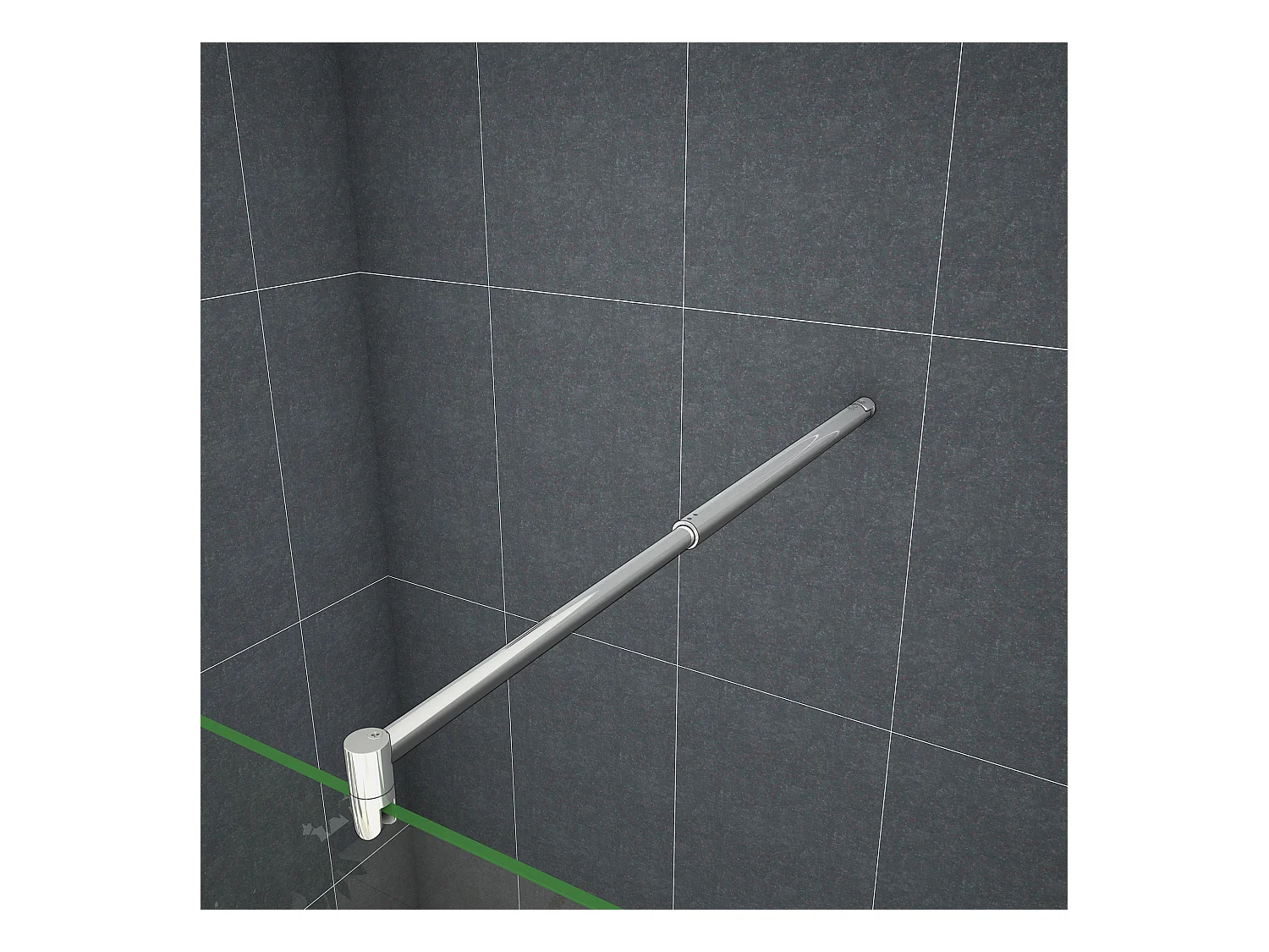 Inloopdouche-douchewand-walk in 10mm NANO EasyClean veiligheidsglas，110x200cm+70-120cm Stabilisatiestang,glanzend chroom profiel