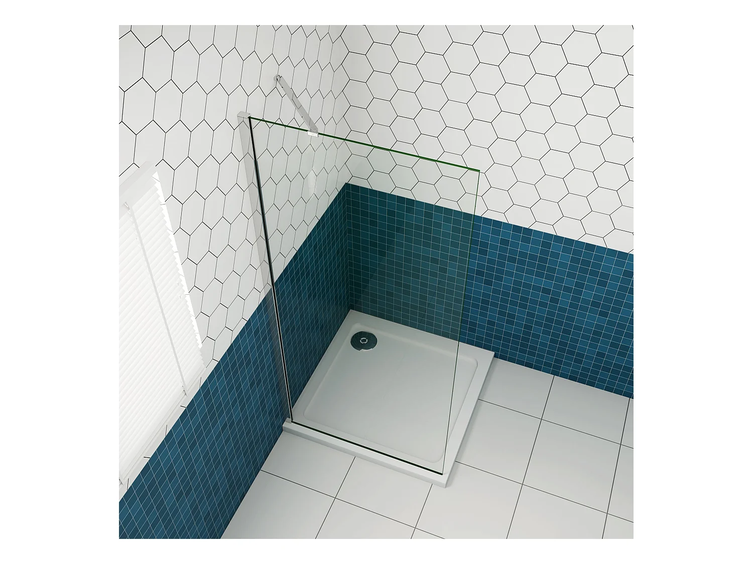 Douchewand Inloopdouche 66x195cm+50cm Stabilisatiestang,6mm NANO EasyClean veiligheidsglas,glanzend chroom profiel