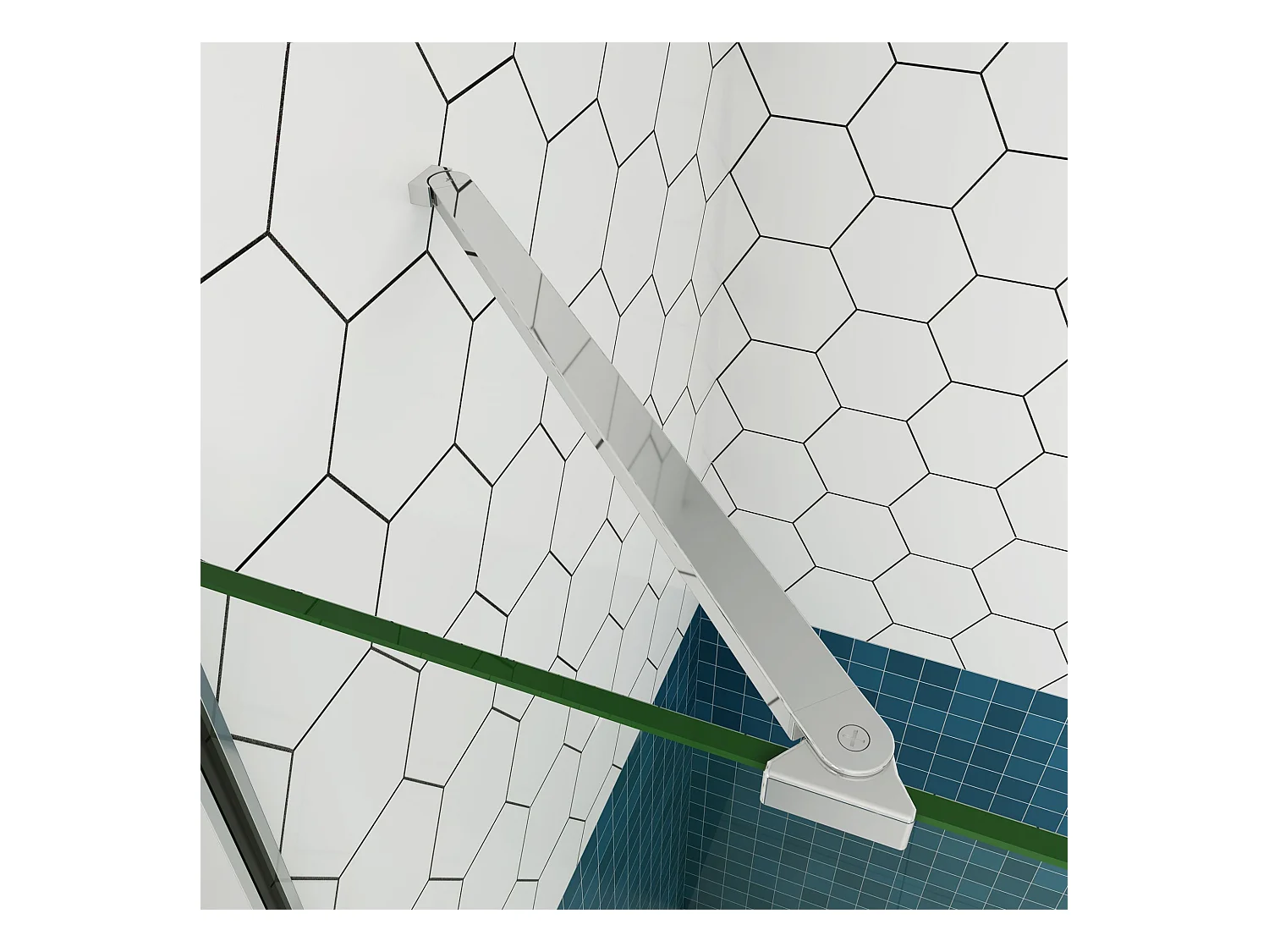 Douchewand Inloopdouche 66x195cm+50cm Stabilisatiestang,6mm NANO EasyClean veiligheidsglas,glanzend chroom profiel