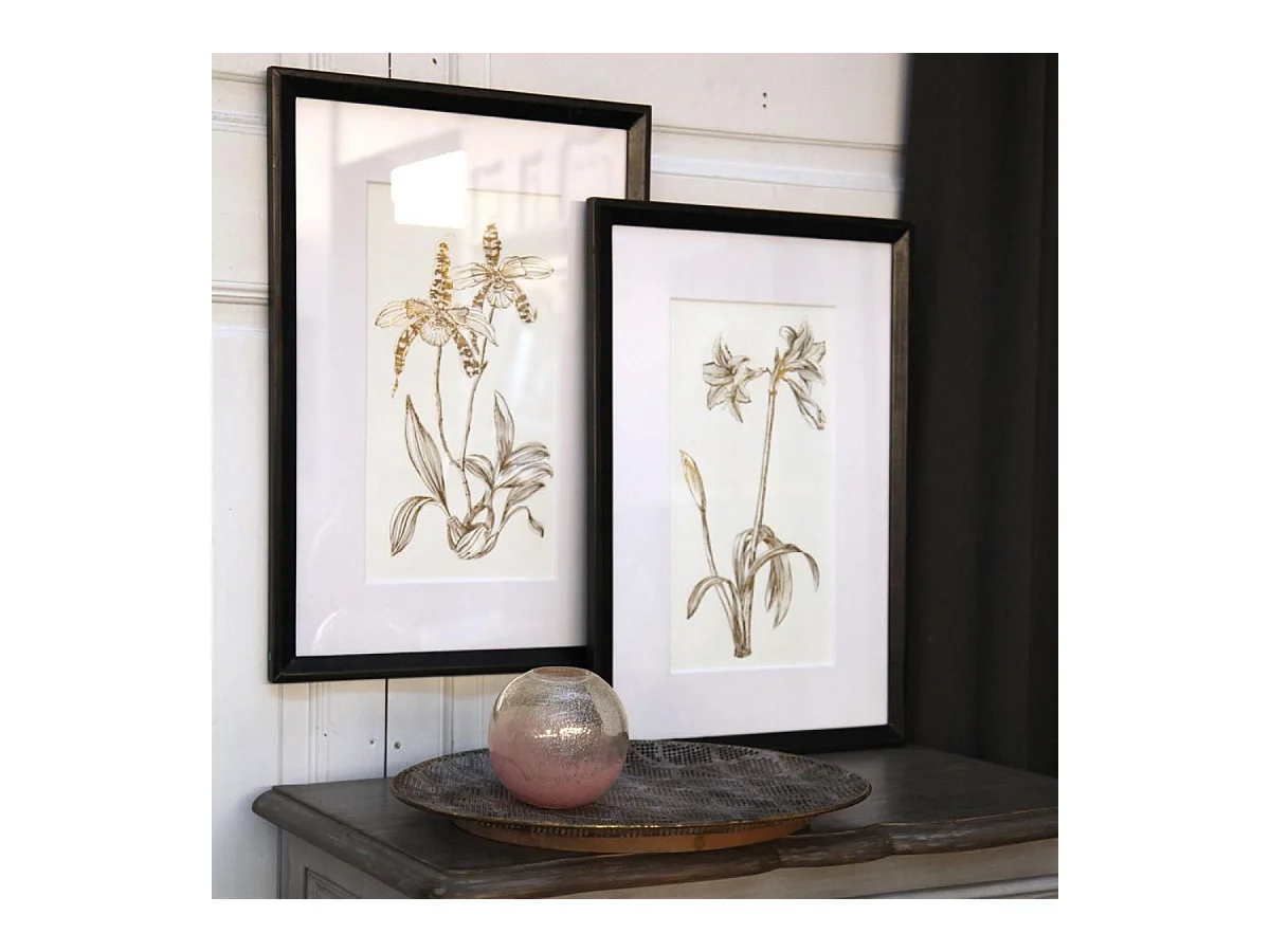 Tableau décoratif feuilles dorées (set de 2) Bois Or - Chic Interior's