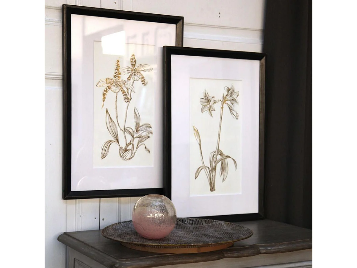 Tableau décoratif feuilles dorées (set de 2) Bois Or - Chic Interior's