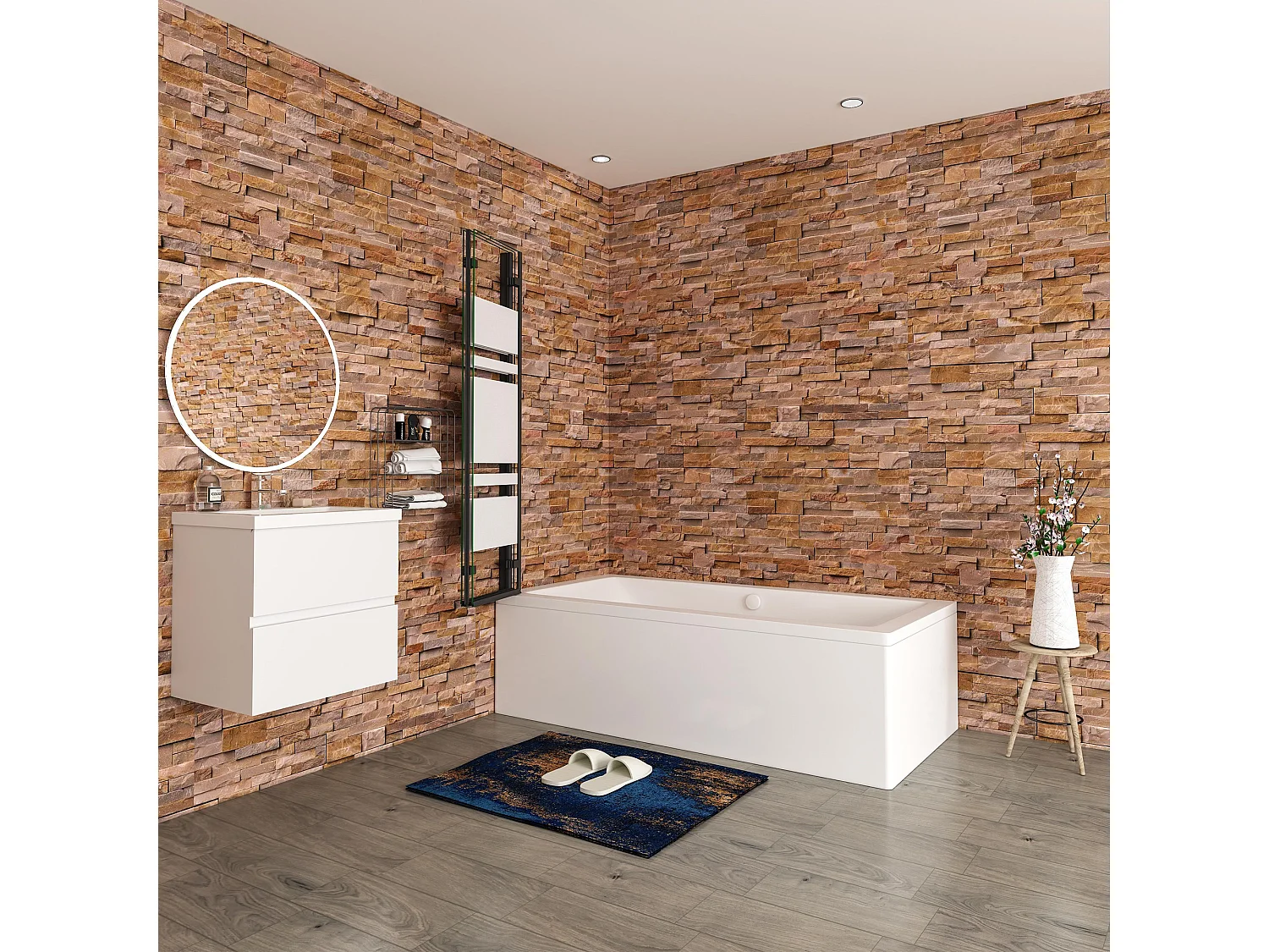 Opvouwbaar badwand 3 panelen vouwbaar 130x140cm,6 mm nano helder veiligheidsglas met horizontale strepen - mat zwart profiel