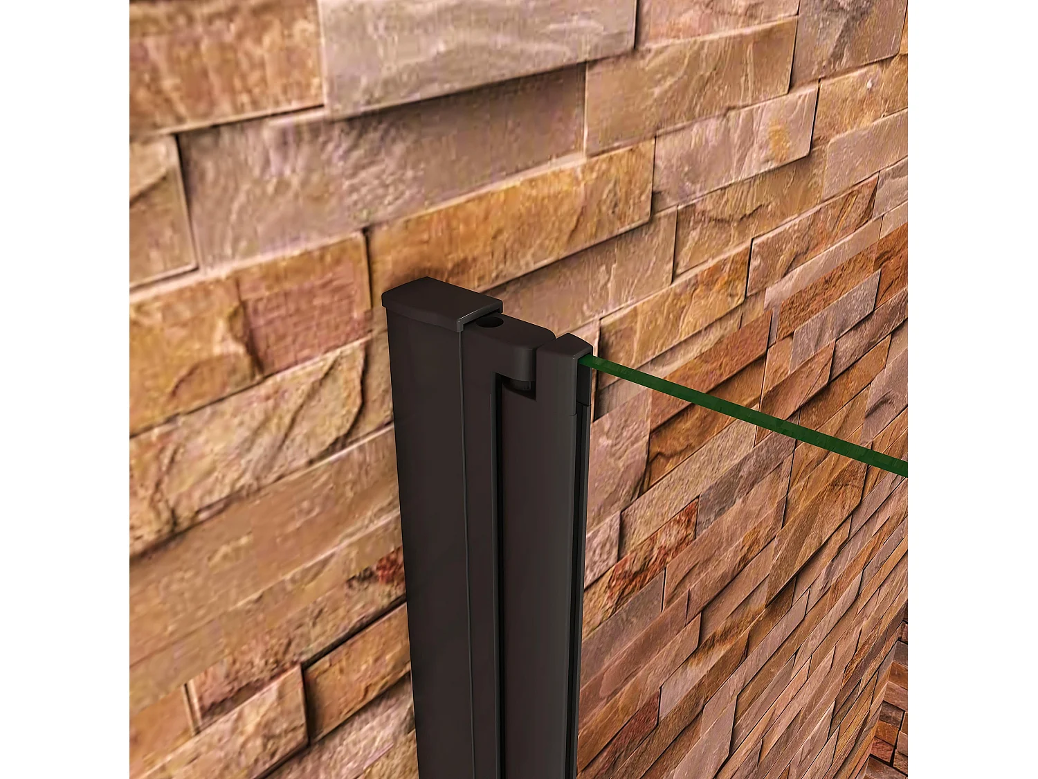 Opvouwbaar badwand 3 panelen vouwbaar 130x140cm,6 mm nano helder veiligheidsglas met horizontale strepen - mat zwart profiel