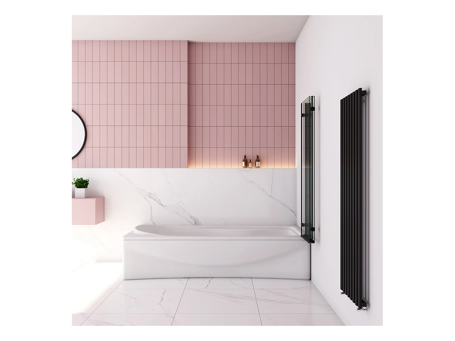 130x140cm Badscherm badwand 3 panelen vouwbaar,6mm NANO helder ESG-veiligheidsglas- mat zwart profiel