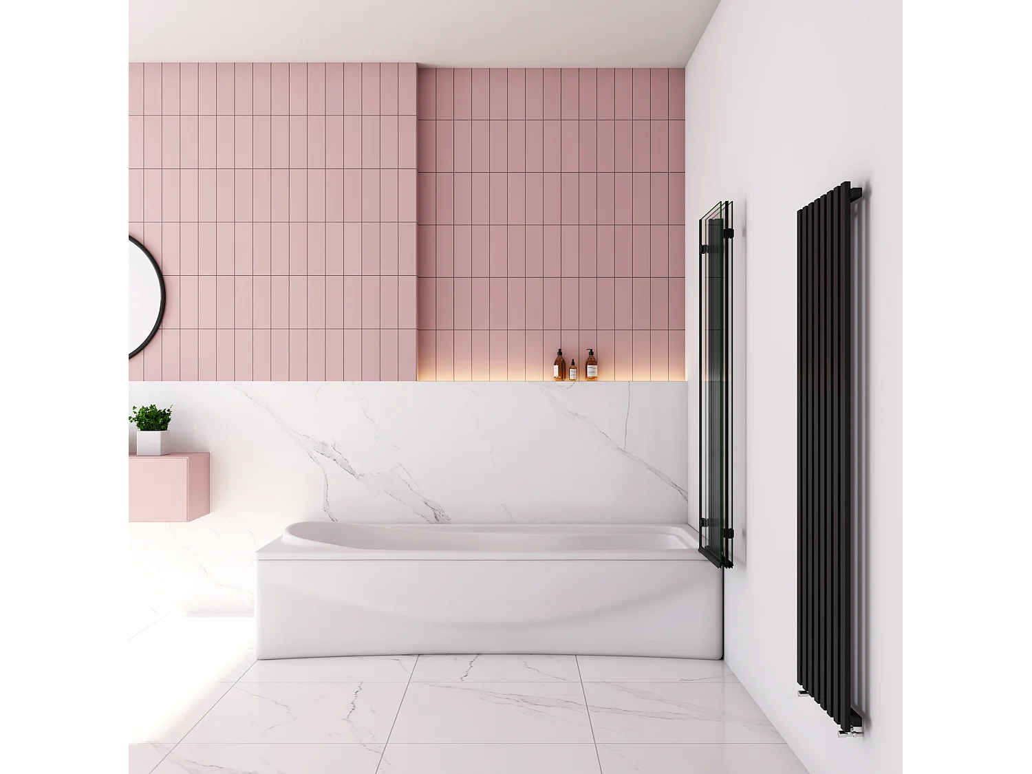 130x140cm Badscherm badwand 3 panelen vouwbaar,6mm NANO helder ESG-veiligheidsglas- mat zwart profiel