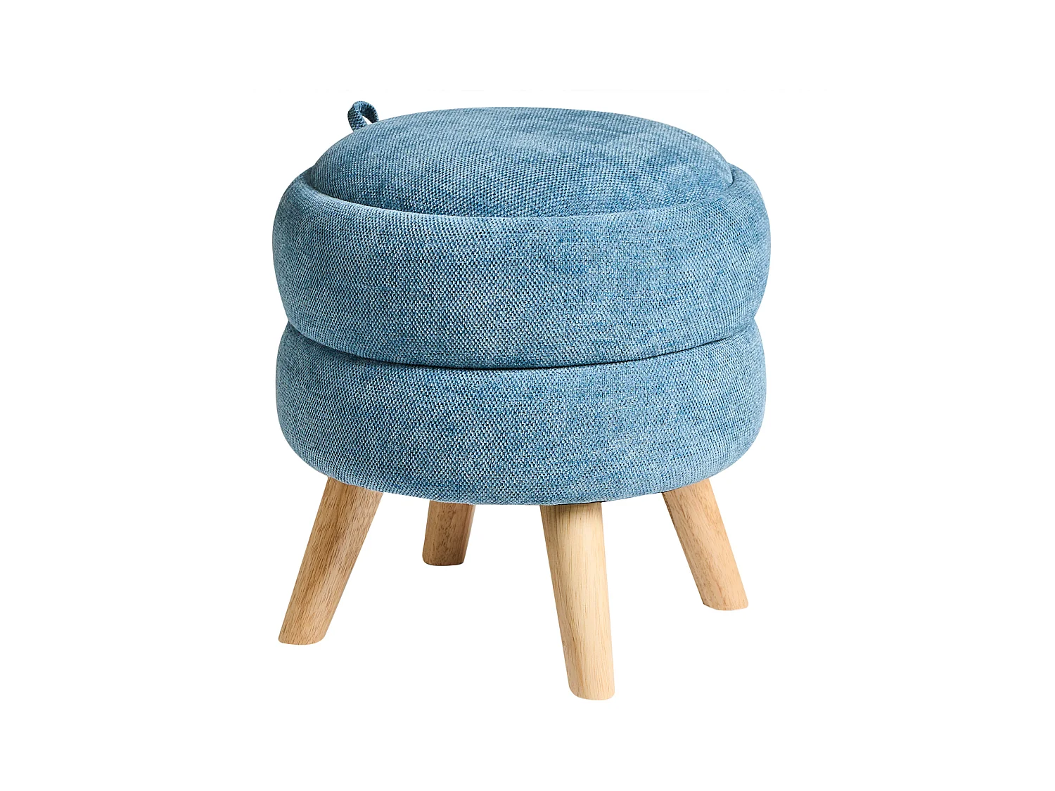 Pouf de rangement HAWLEY Tissu chenille Bleu