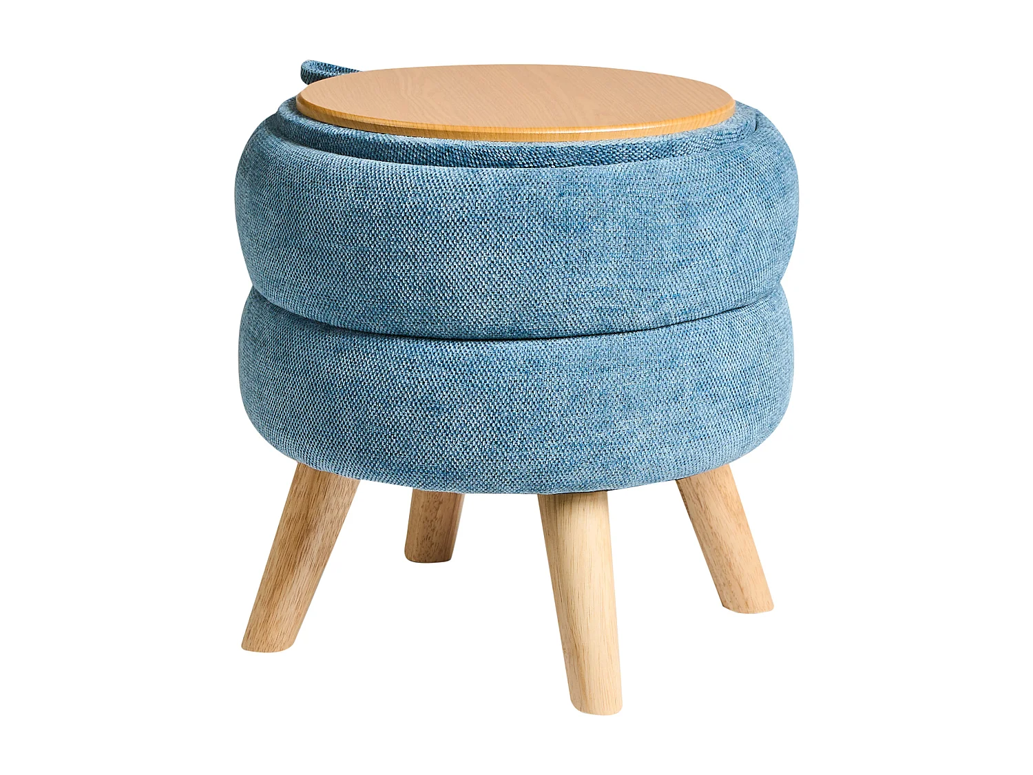 Pouf de rangement HAWLEY Tissu chenille Bleu