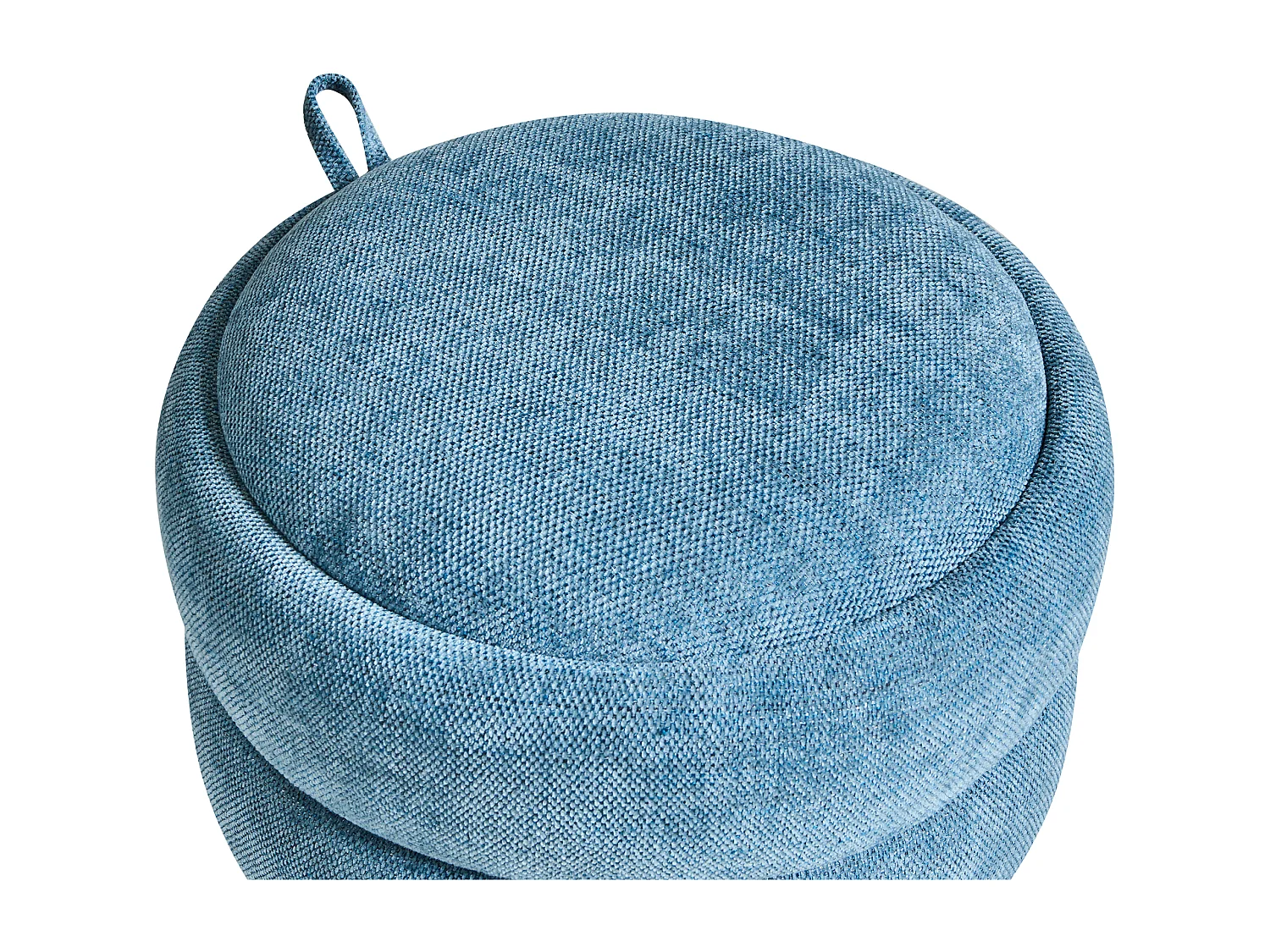 Pouf de rangement HAWLEY Tissu chenille Bleu