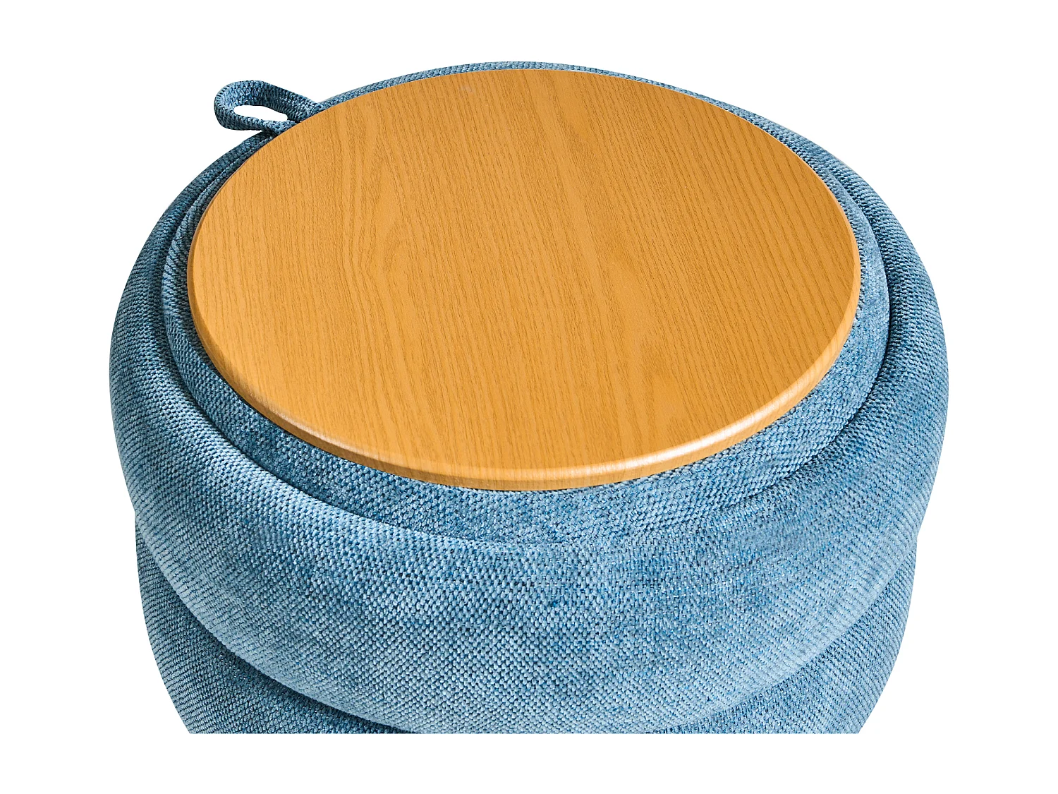 Pouf de rangement HAWLEY Tissu chenille Bleu