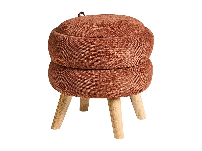 Pouf de rangement HAWLEY Tissu chenille Marron doré