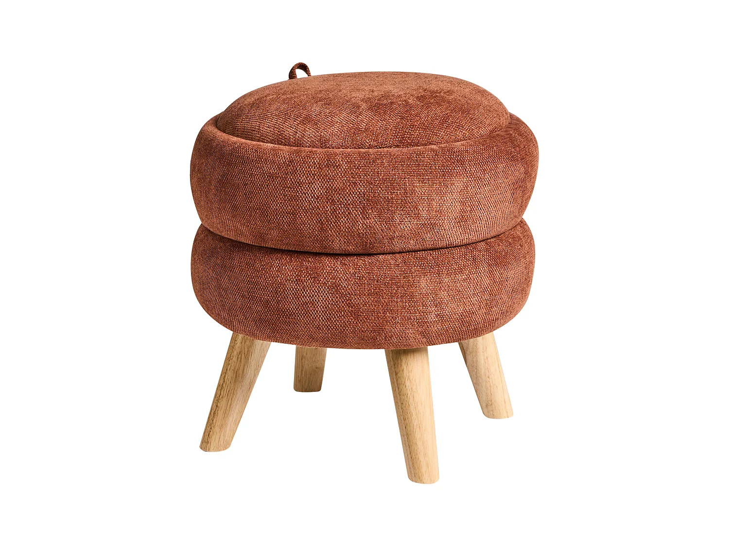 Pouf de rangement HAWLEY Tissu chenille Marron doré
