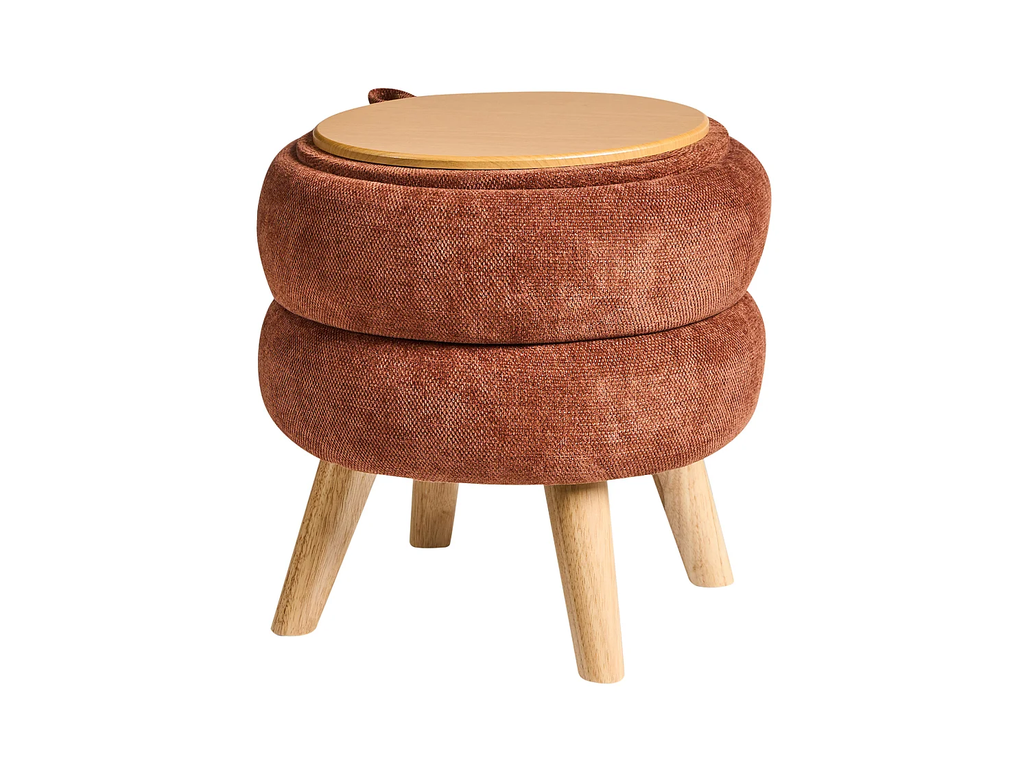 Pouf de rangement HAWLEY Tissu chenille Marron doré