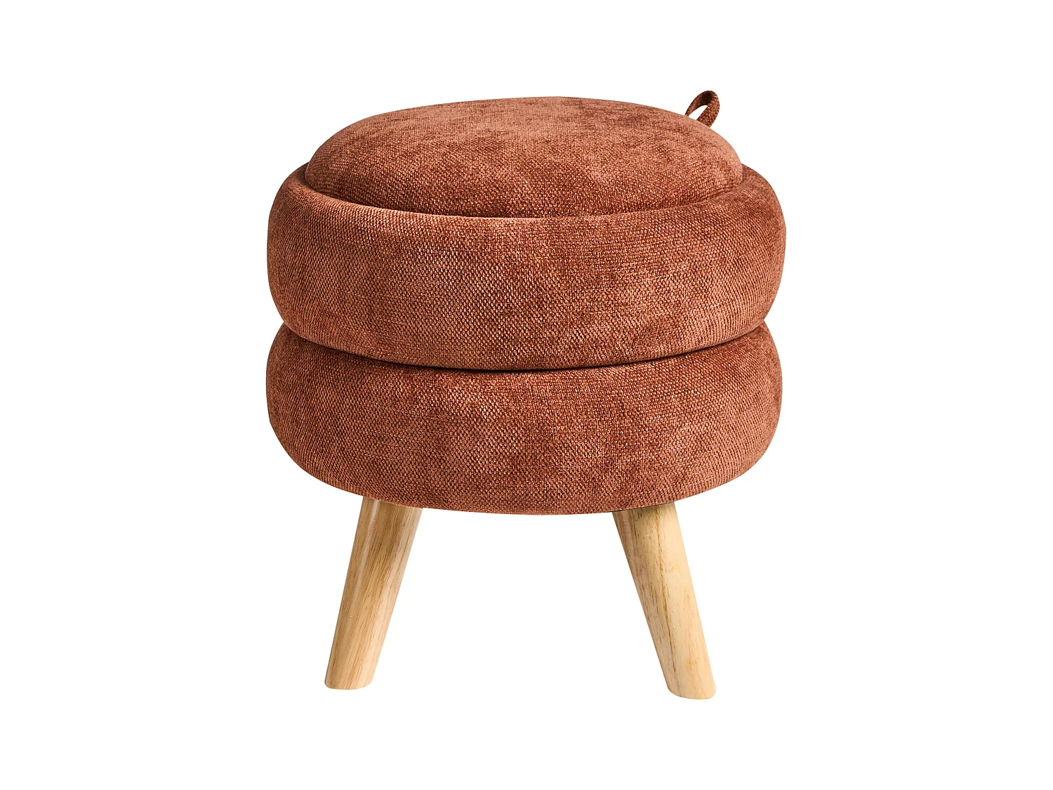 Pouf de rangement HAWLEY Tissu chenille Marron doré