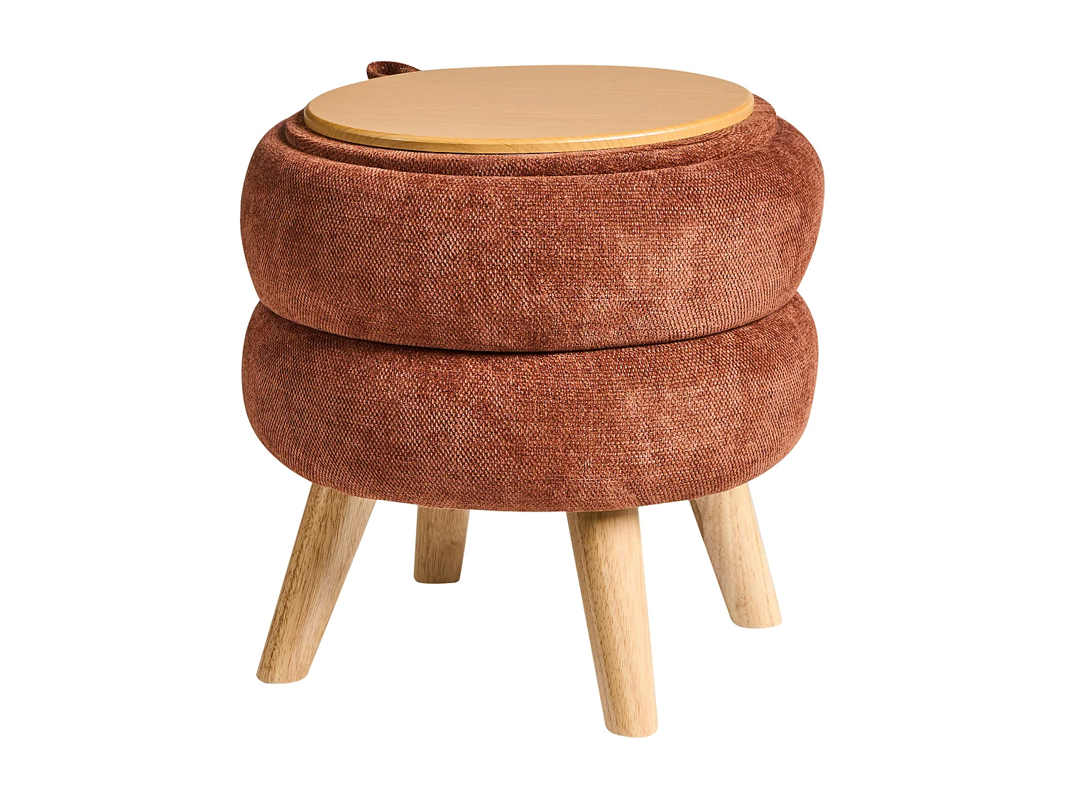 Pouf de rangement HAWLEY Tissu chenille Marron doré