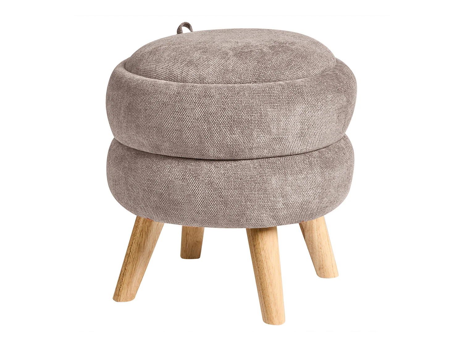 Pouf de rangement HAWLEY Tissu chenille Taupe