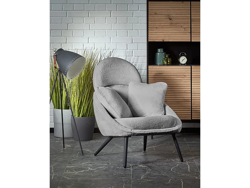 Sessel Mary/Stoffbezug/Kissen/Grau