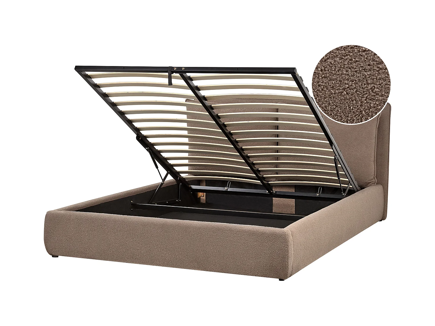 Lit ottoman Bouclé BAJONNA 160 x 200 cm Marron