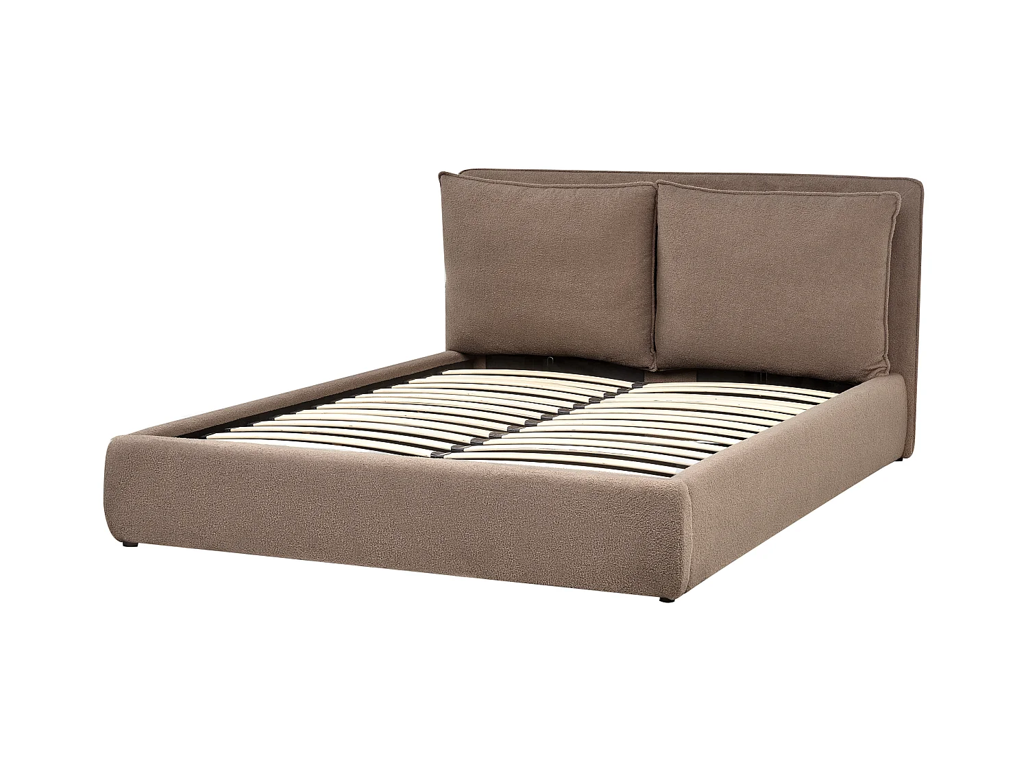 Lit ottoman Bouclé BAJONNA 160 x 200 cm Marron