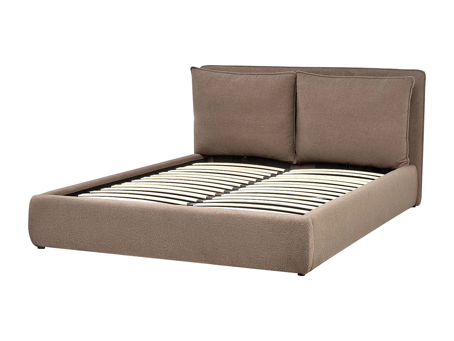 Bett mit Stauraum Bouclé BAJONNA 160 x 200 cm Taupe