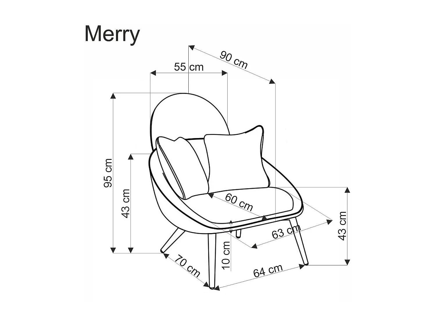Poltrona Mary/rivestimento in tessuto/cuscino/Beige