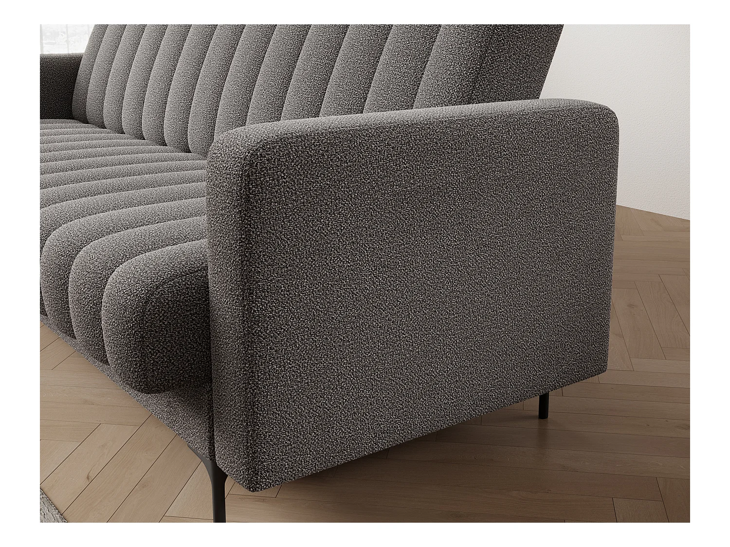 Canapé lit ROMY – Design moderne avec coffre de rangement intégré-Gris clair