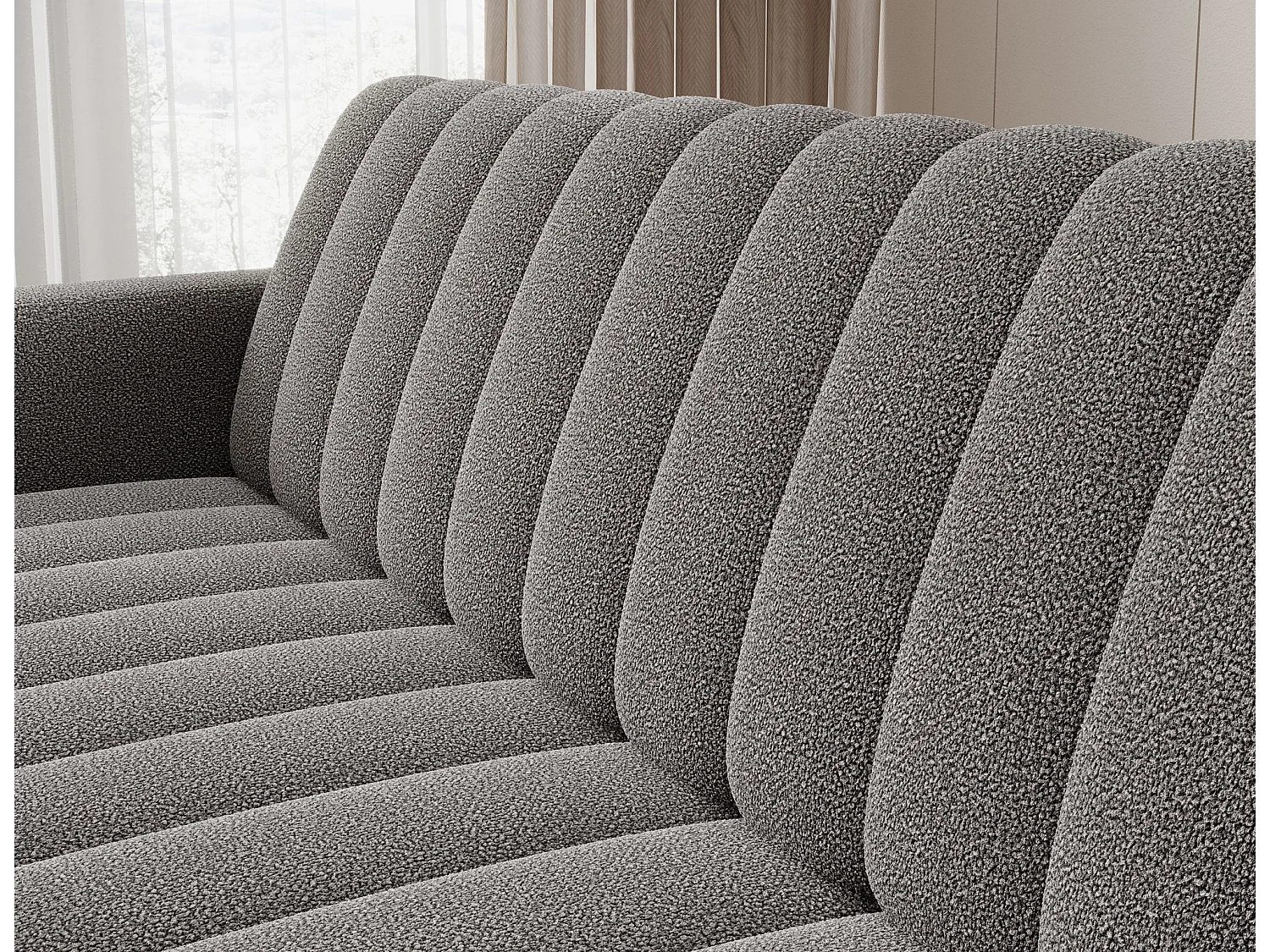 Canapé lit ROMY – Design moderne avec coffre de rangement intégré-Gris clair