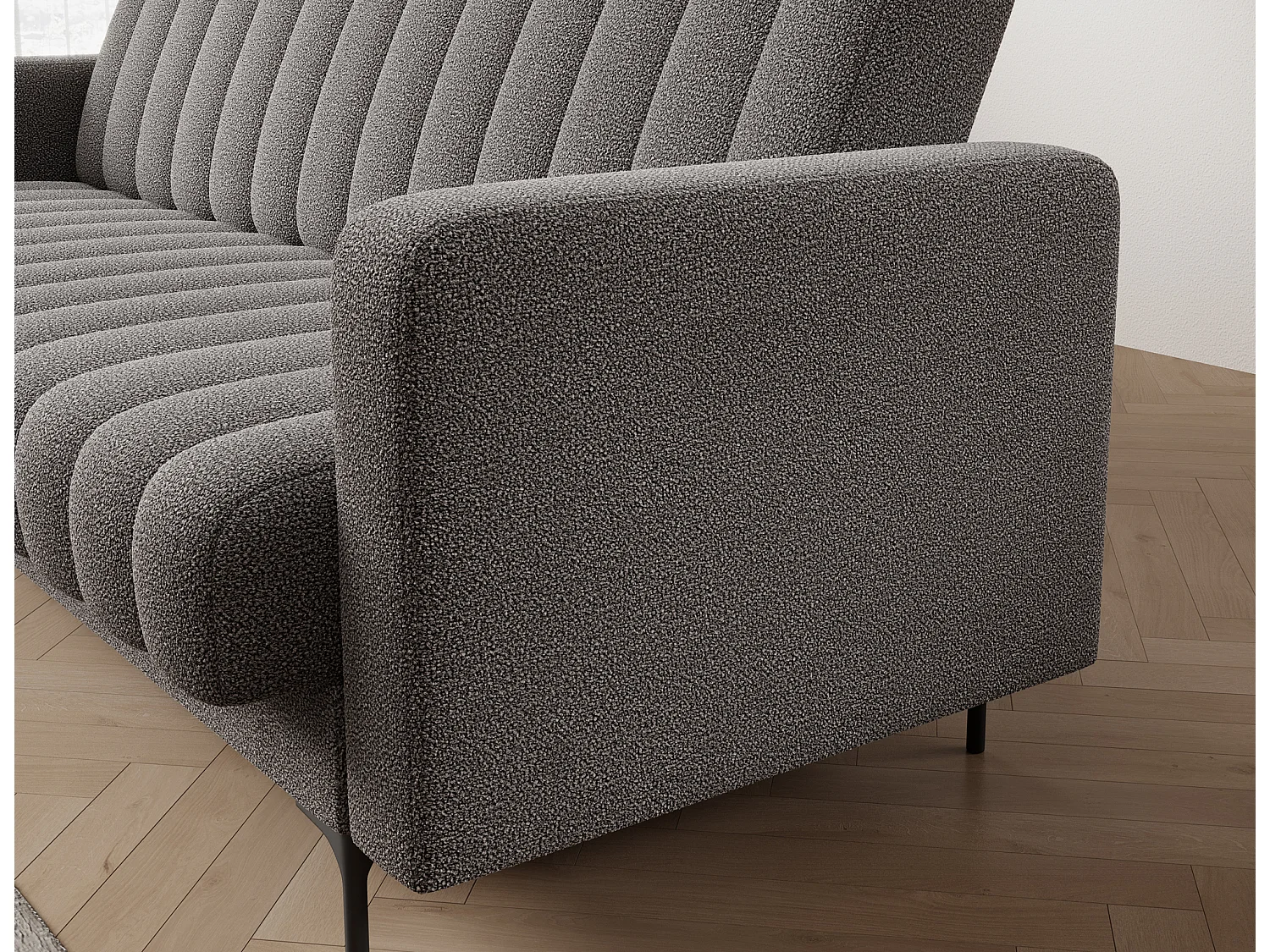 Canapé lit ROMY – Design moderne avec coffre de rangement intégré-Gris clair