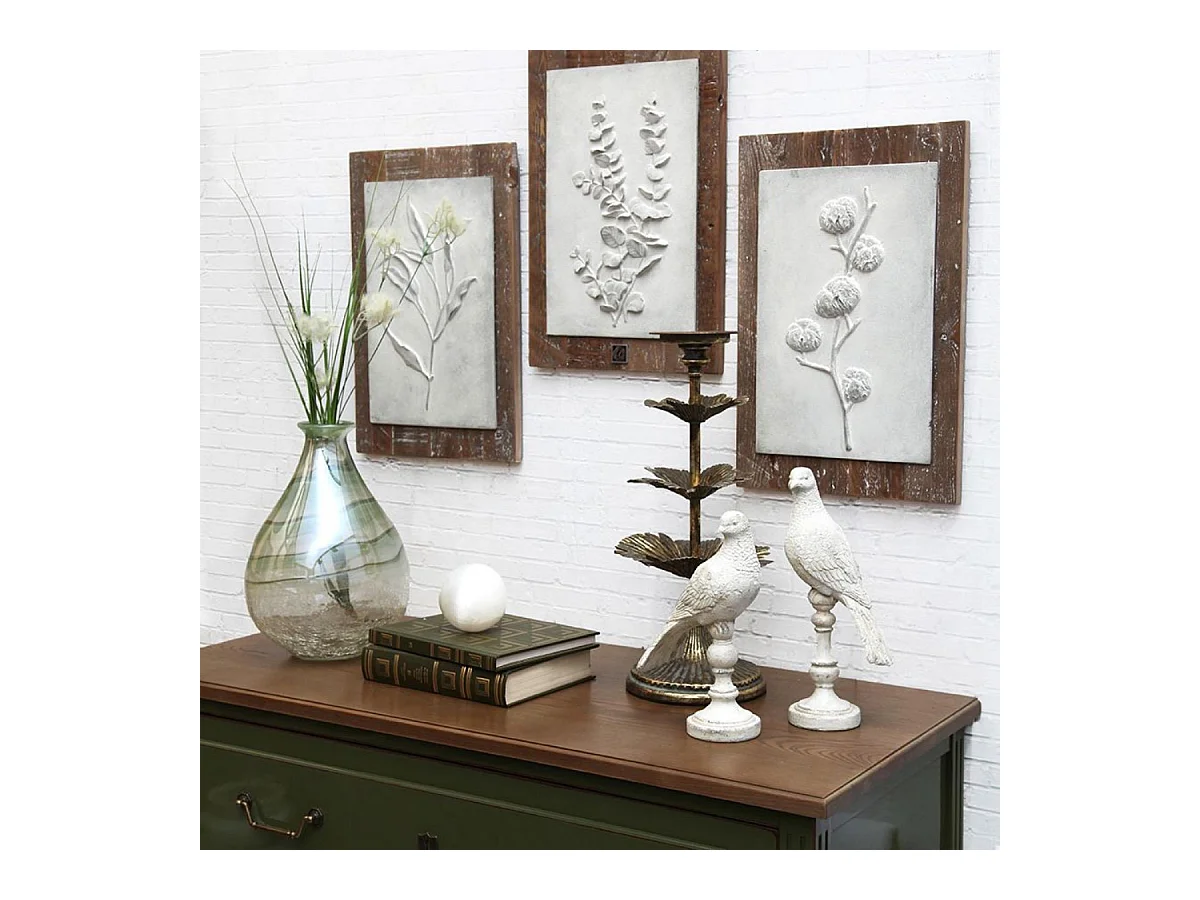 Triptyque de panneaux floraux Bois Multicolore - Country Interior's