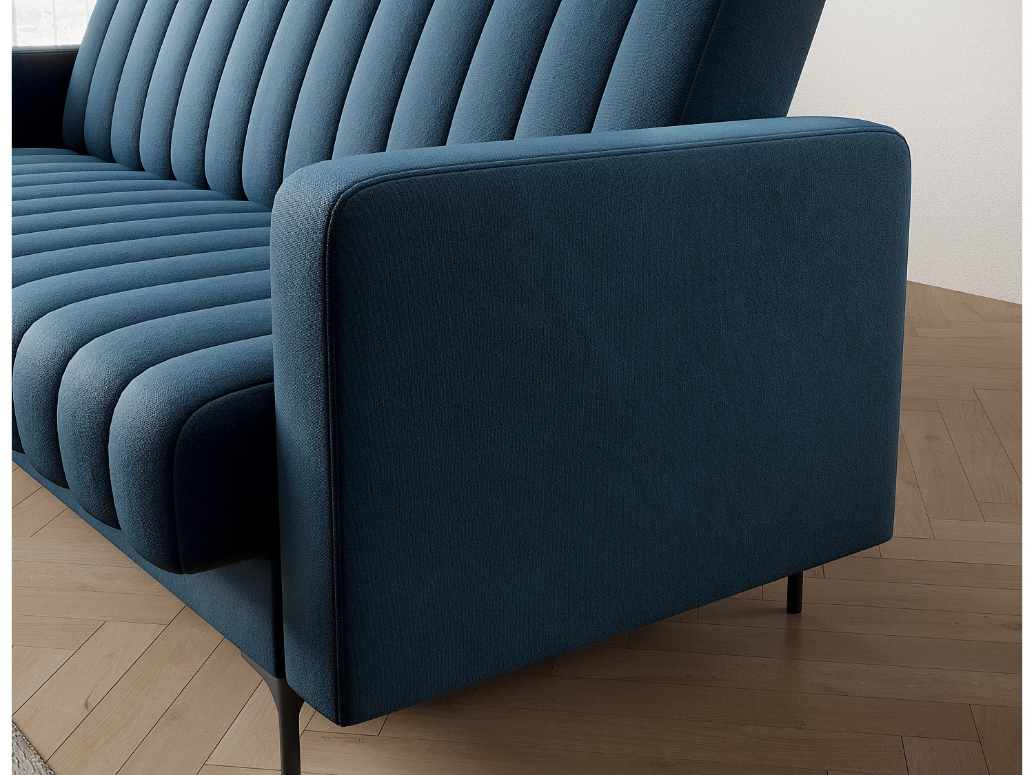 Canapé lit ROMY – Design moderne avec coffre de rangement intégré-Bleu