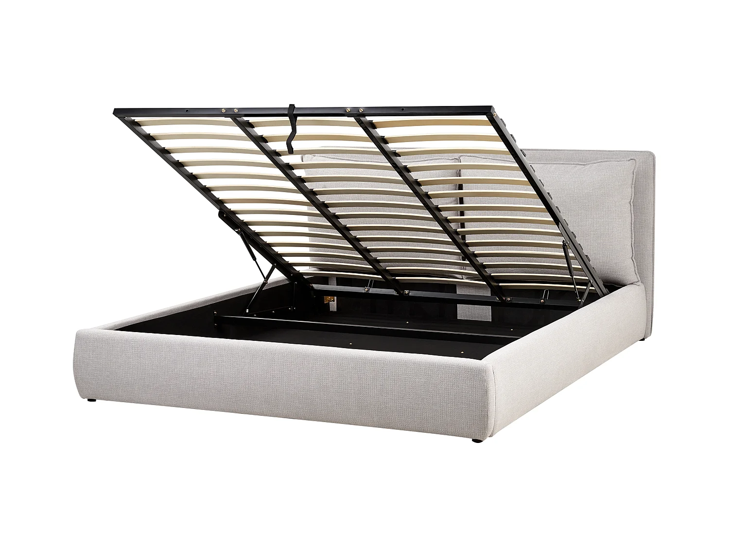 Lit ottoman Tissu BAJONNA 180 x 200 cm Gris clair