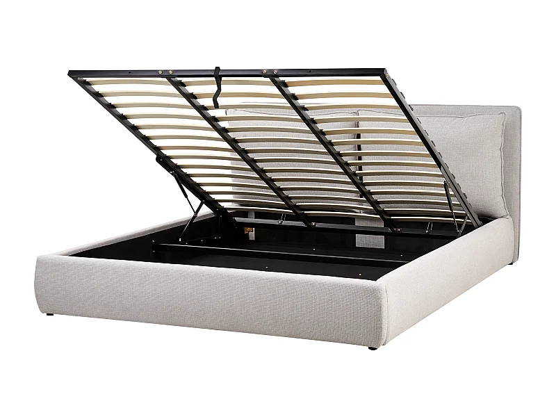 Letto contenitore Tessuto BAJONNA 180 x 200 cm Grigio chiaro