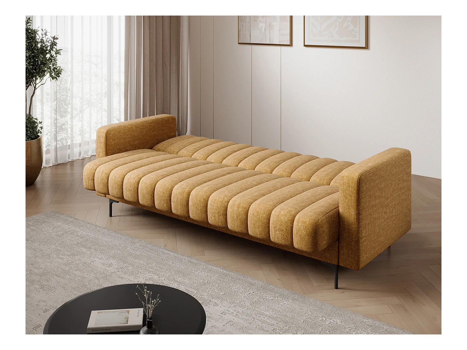 Sofa Gerry/Schlaffunktion/Stauraum/Stoffbezug/Blau